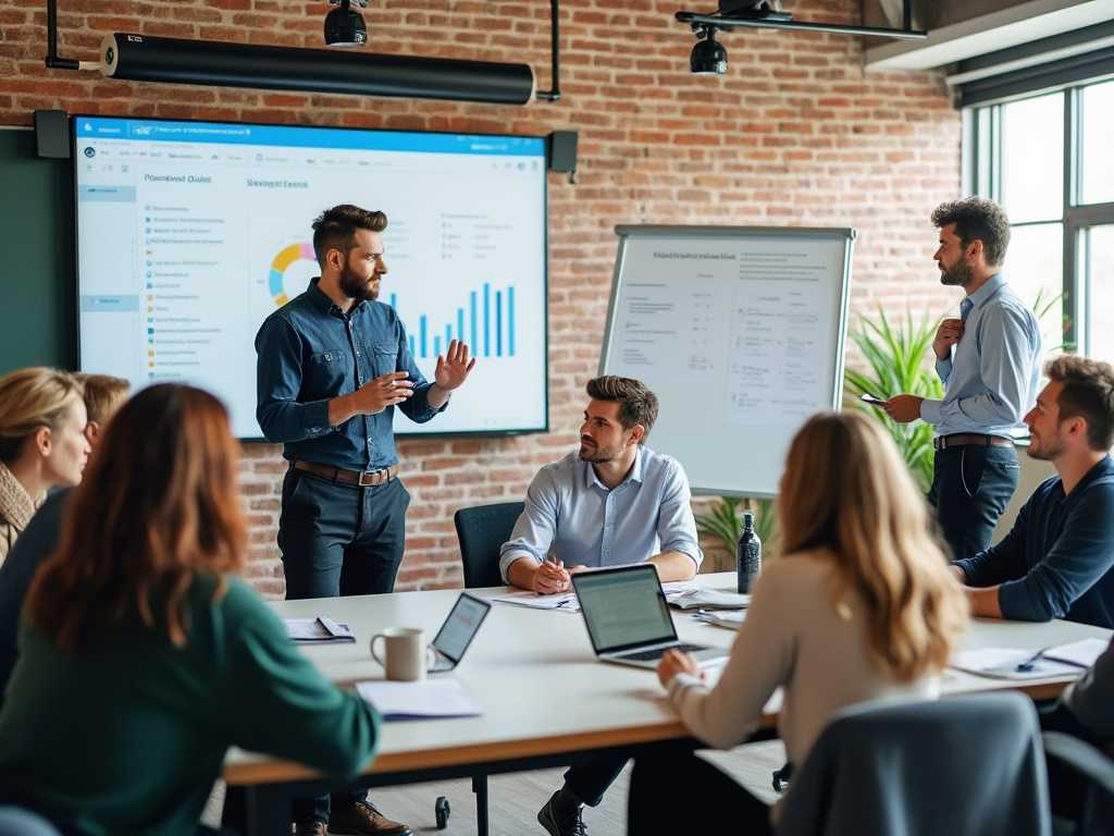 Relaxed corporate training classroom