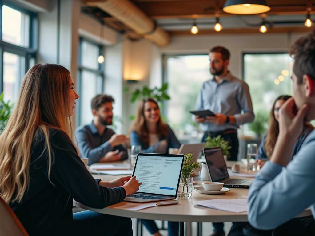 Relaxed corporate training classroom