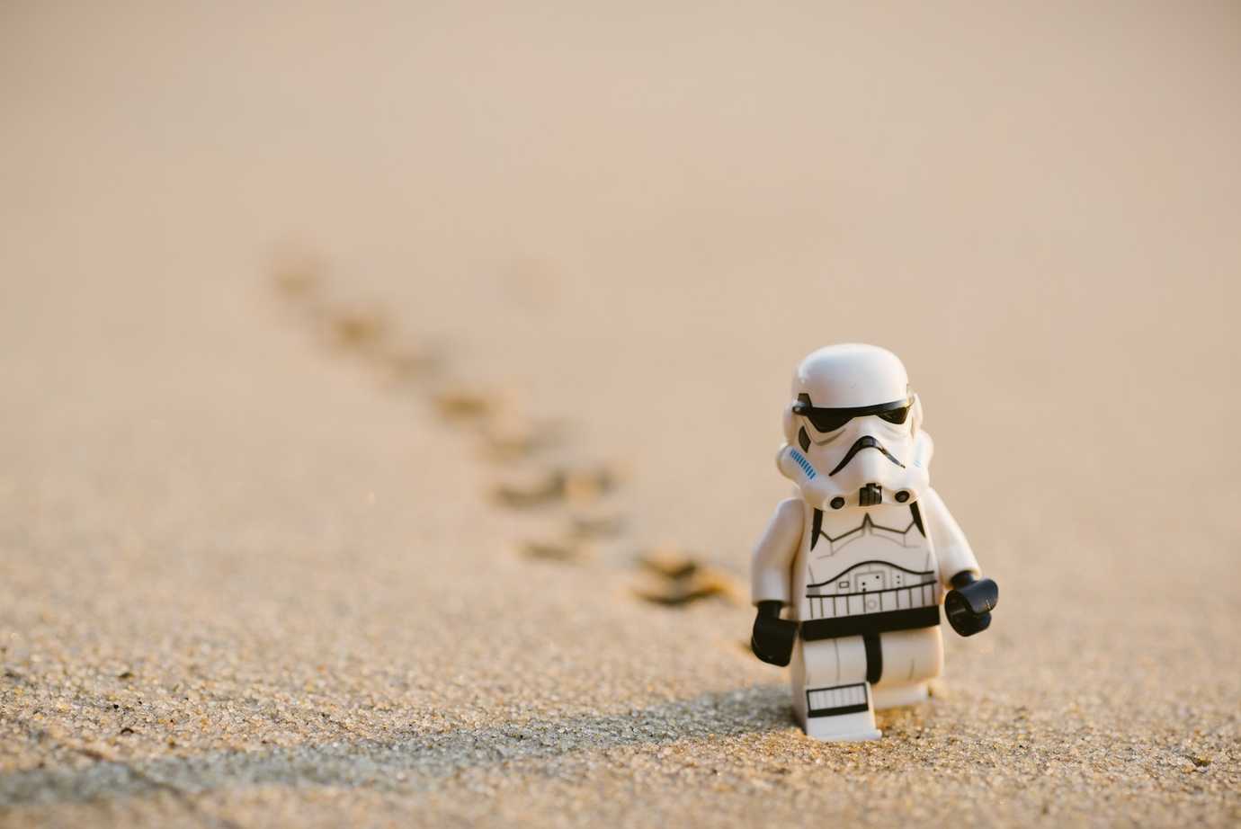 Photo of Storm Trooper walking in small steps, by Daniel Cheung found at Unsplash 